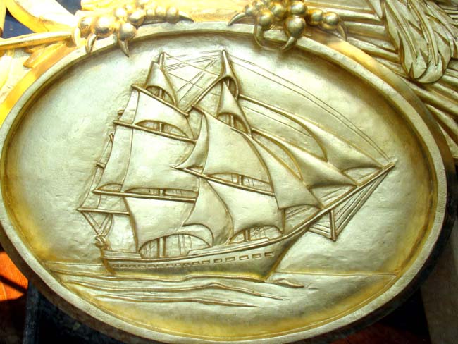 Fabulous American eagle over a U.S.S. Constitution plaque carved by J P Uranker of Martha's Vineyard — image 2